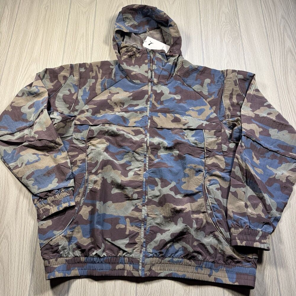 Puma CLRT AOP Ripstop Camo Jacket Men’s L Raisin Purple Windbreaker Hooded New